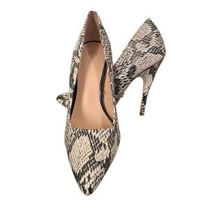 Black & White Snakeskin Print Slip On Stiletto Heeled Pumps Womens Size 6.5B(M)